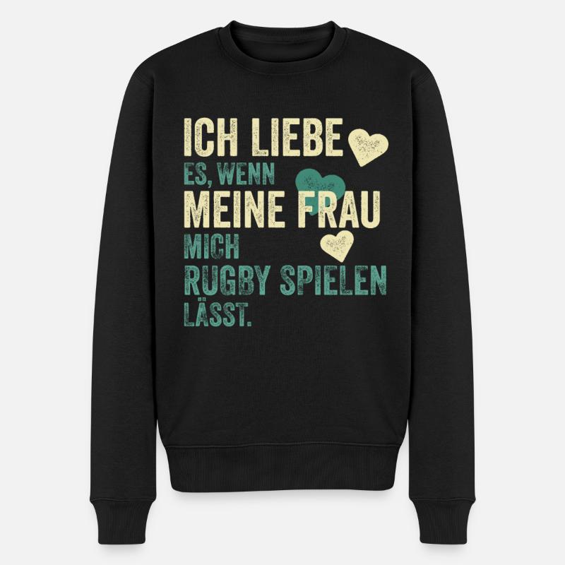 Rugbyspieler Rugby Spielen Spruch Geschenk - Männer Premium Bio Pullover - Schwarz