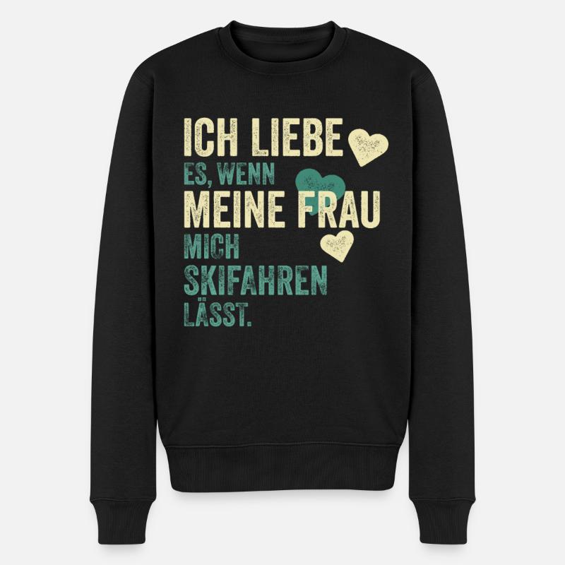 Skifahrer Ski Skifahren Spruch Geschenk - Männer Premium Bio Pullover - Schwarz