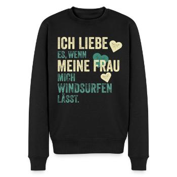 Windsurfer Windsurfen Spruch Geschenk - Männer Premium Bio Pullover - Schwarz - Vorne - Nico (187cm)