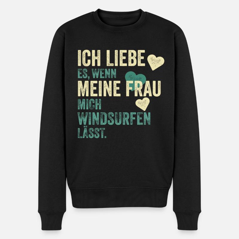Windsurfer Windsurfen Spruch Geschenk - Männer Premium Bio Pullover - Schwarz