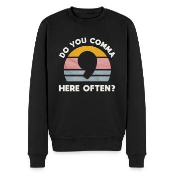 Faites souvent une virgule pour tout le monde ici - Pull Premium bio Homme - noir - Devant - Nico (187cm)