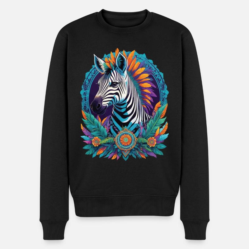 Zebra Spirituelles Traumfänger Mandala Design - Männer Premium Bio Pullover - Schwarz