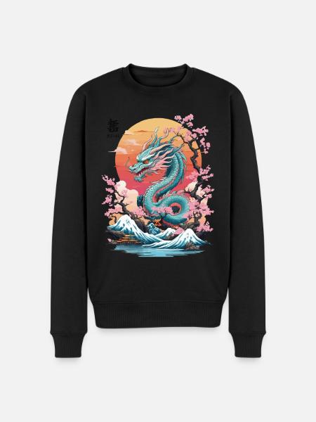 Japansk Dragon Tattoo Æstetisk Streetwear - Økologisk premium-sweatshirt til mænd - sort