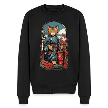 Chat saké japonais Vintage Art - Pull Premium bio Homme - noir - Devant - Nico (187cm)