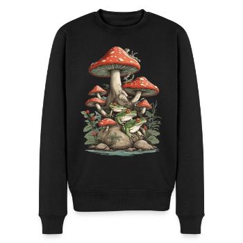 Natur Vintage Frosch Design Streetwear Aesthetic - Männer Premium Bio Pullover - Schwarz - Vorne - Nico (187cm)