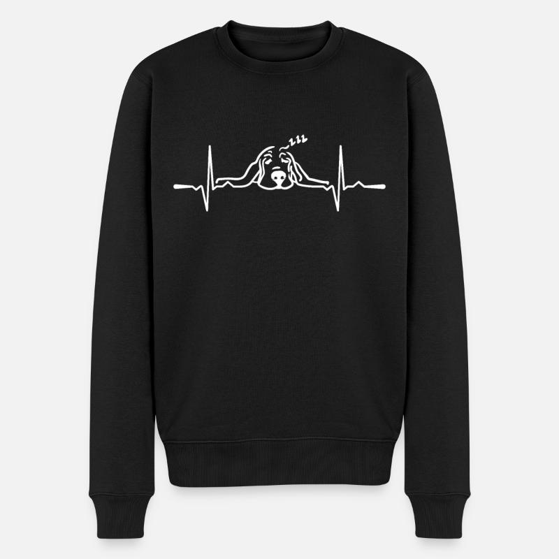 Basset Heartbeat - Männer Premium Bio Pullover - Schwarz