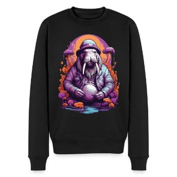 Lebendige Farben Wald Pilze Psychedelic Art - Männer Premium Bio Pullover - Schwarz - Vorne - Nico (187cm)