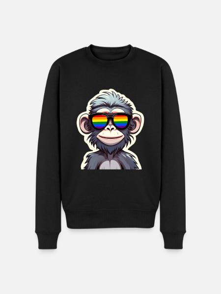 LGBTQ Pride Month Affe Sonnenbrille Regenbogen - Männer Premium Bio Pullover - Schwarz