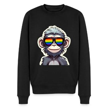 LGBTQ Affe Sonnenbrille Regenbogen Pride Month - Männer Premium Bio Pullover - Schwarz - Vorne - Nico (187cm)