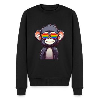 LGBTQ Pride Month Affe mit Sonnenbrille Regenbogen - Männer Premium Bio Pullover - Schwarz - Vorne - Nico (187cm)
