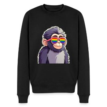 LGBTQ Affe mit Sonnenbrille - Männer Premium Bio Pullover - Schwarz - Vorne - Nico (187cm)
