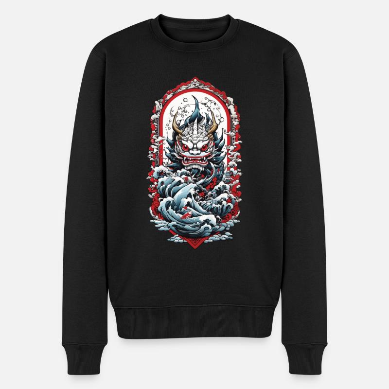Seeungeheuer Ästhetik Yokai Japanischer Dämon - Männer Premium Bio Pullover - Schwarz