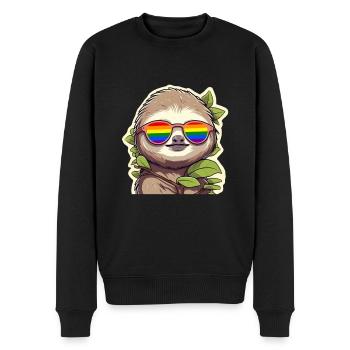 LGBTQ Pride Month Faultier mit Sonnenbrille - Männer Premium Bio Pullover - Schwarz - Vorne - Nico (187cm)