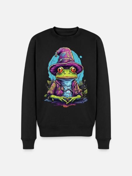Mystic frog with magic hat - Men's Premium Organic Jumper - black