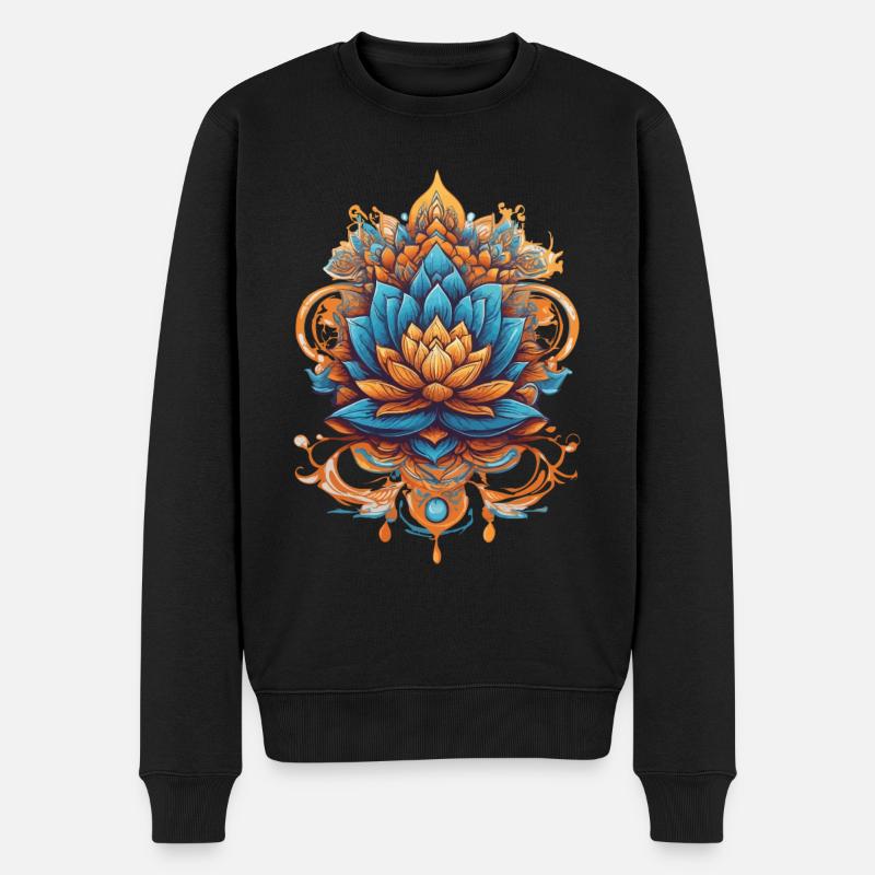 Feder Mandala Traumfänger Spirituelles Design - Männer Premium Bio Pullover - Schwarz