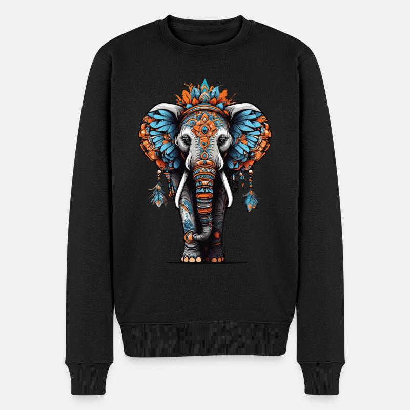 Elefant Spirituelles Mandala Traumfänger Design - Männer Premium Bio Pullover - Schwarz