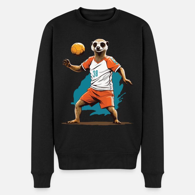 Erdmännchen Handballspieler Streetwear Stil - Männer Premium Bio Pullover - Schwarz