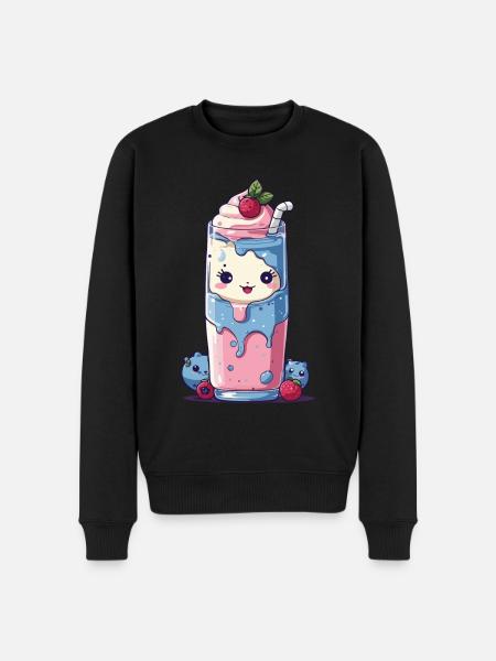 Blueberries Milkshake Fun Kawaii Anime - Men's Premium Organic Jumper - black