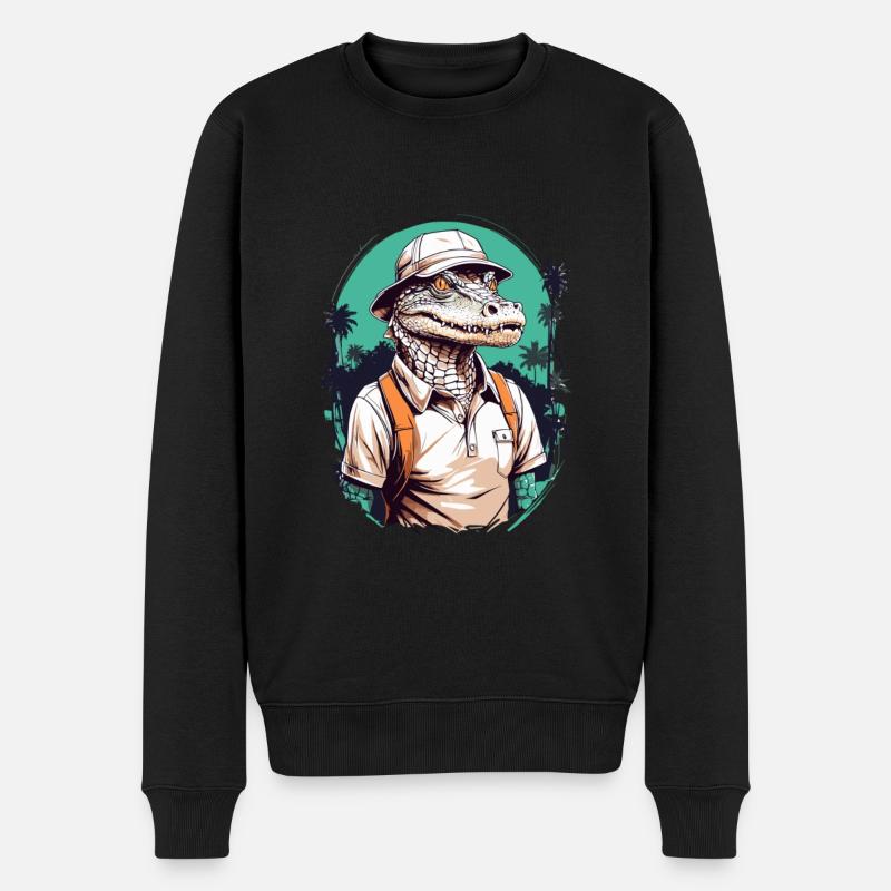 Golfer Krokodil Golfspieler Design Streetwear - Männer Premium Bio Pullover - Schwarz