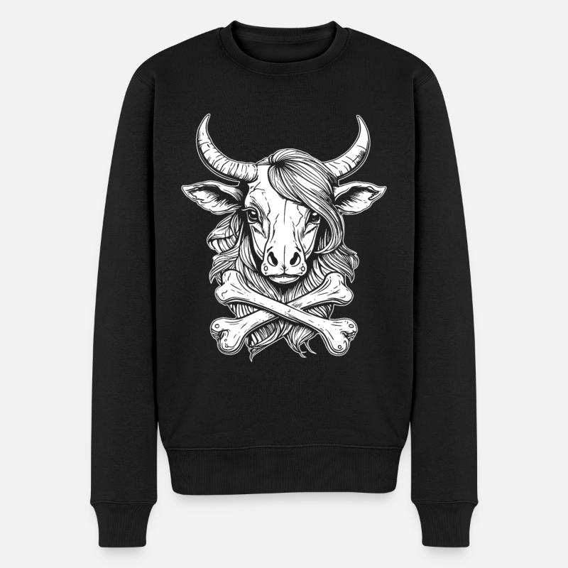 Tierschutz-Shirt: Kuh-Design Statement - Männer Premium Bio Pullover - Schwarz