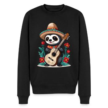 Sloth Mexican Mariachi Guitar Fiesta - Men's Premium Organic Jumper - black - Front - Nico (187cm)