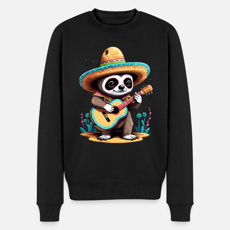 Faultier Mariachi Mexiko Musik Fiesta - Männer Premium Bio Pullover - Schwarz