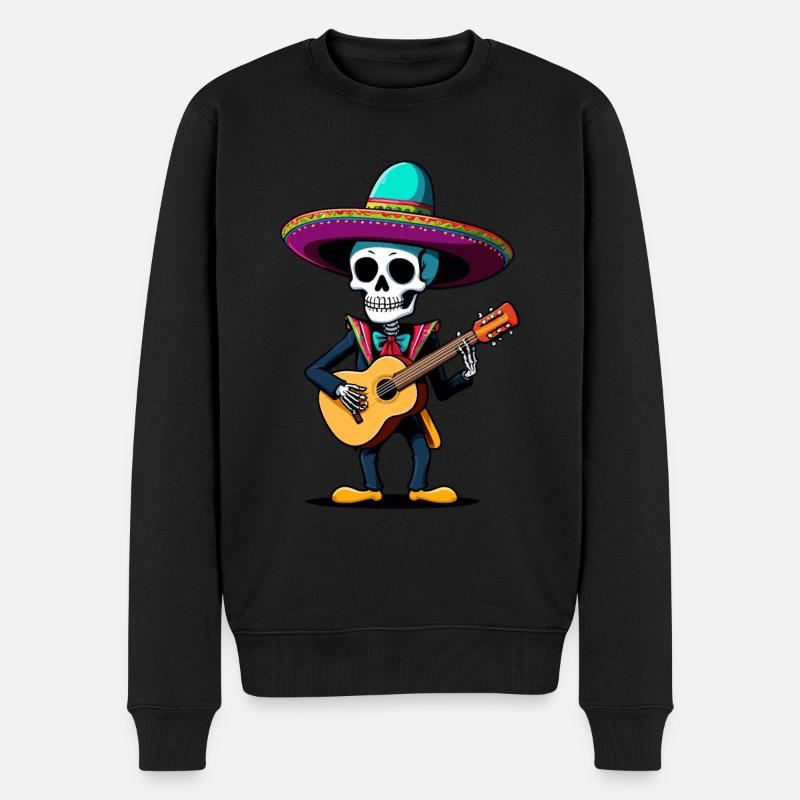 Mexicain Mariachi Squelette Guitariste Fiesta - Pull Premium bio Homme - noir