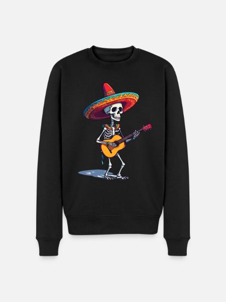 Mexican mariachi skeleton guitarist - Men's Premium Organic Jumper - black
