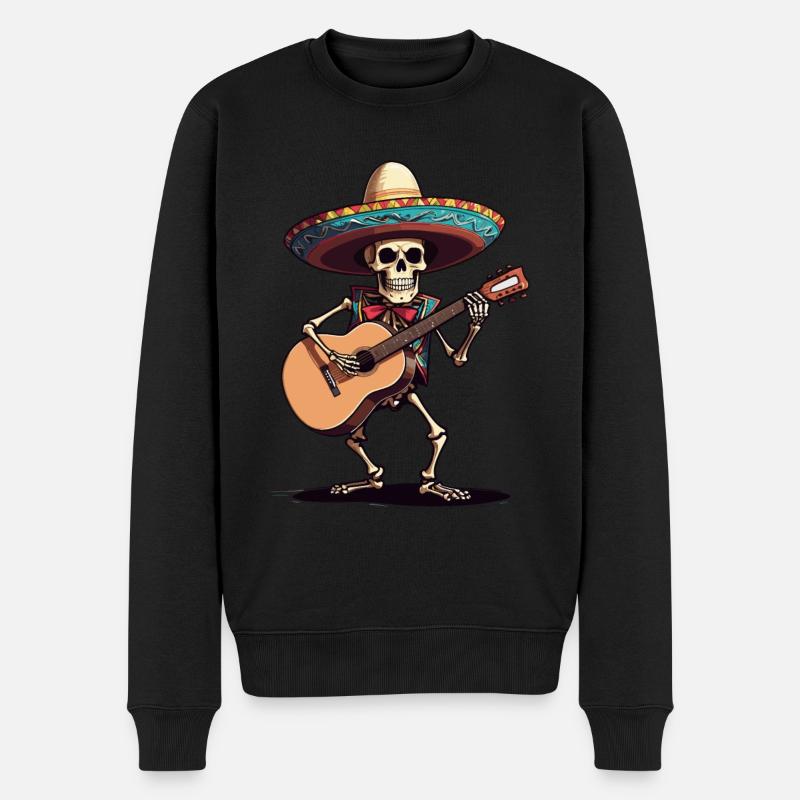 Guitariste squelette mariachi mexicain - Pull Premium bio Homme - noir