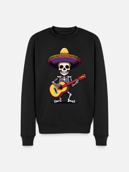 Mexican mariachi skeleton guitarist - Men's Premium Organic Jumper - black