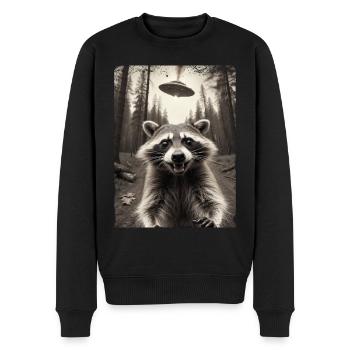 Lustiges Waschbär Selfie Außerirdisches Raumschiff - Männer Premium Bio Pullover - Schwarz - Vorne - Nico (187cm)
