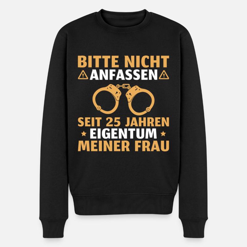 Silberhochzeit Mann 25. Hochzeitstag - Männer Premium Bio Pullover - Schwarz