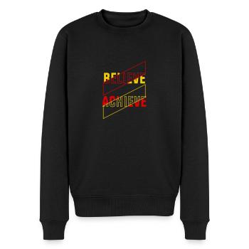 Glauben und erreichen: Inspirierende Worte - Männer Premium Bio Pullover - Schwarz - Vorne - Nico (187cm)