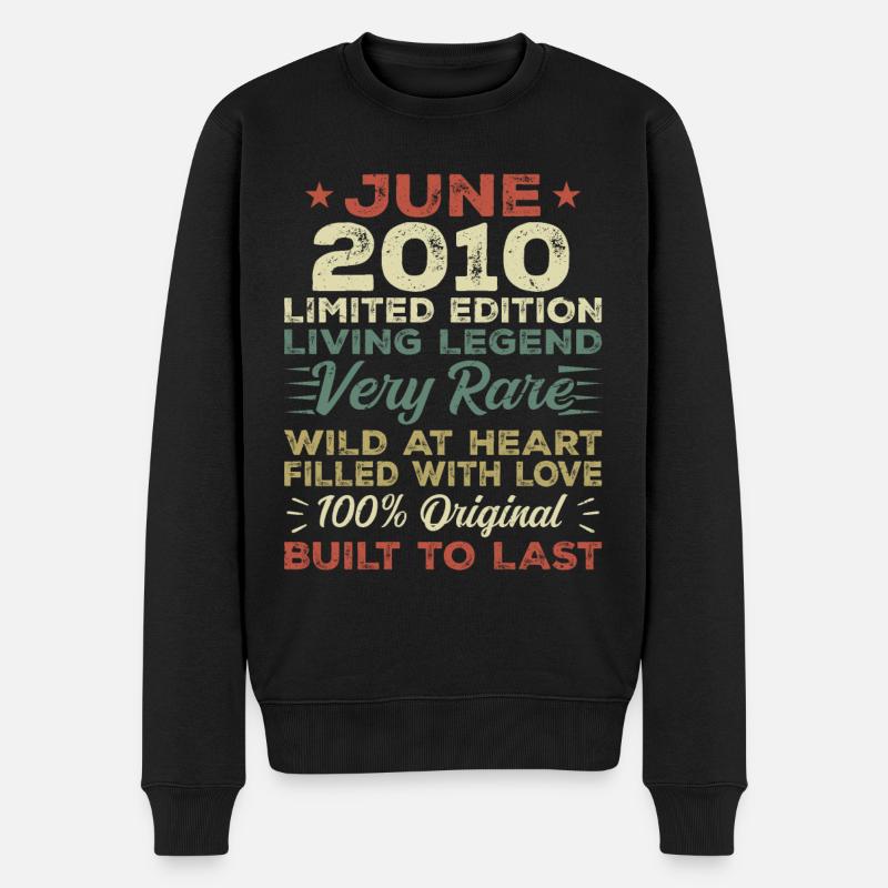 Juni 2010 Geburtstag Juni 2010 Geschenk Juni 2010 - Männer Premium Bio Pullover - Schwarz