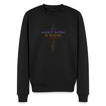 Make It Happen: No Excuses - Men's Premium Organic Jumper - black - Front - Nico (187cm)