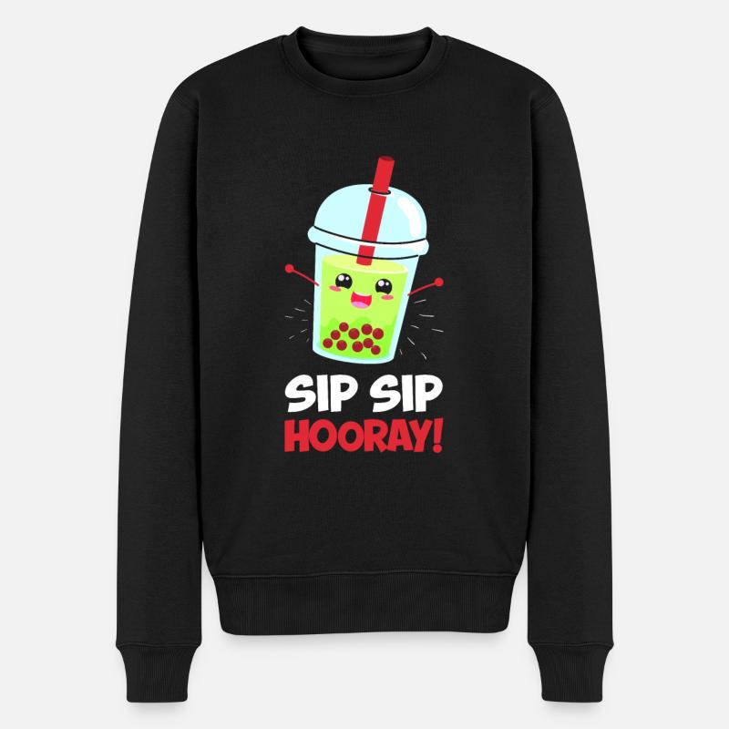 Sip Sip Hurra - Männer Premium Bio Pullover - Schwarz