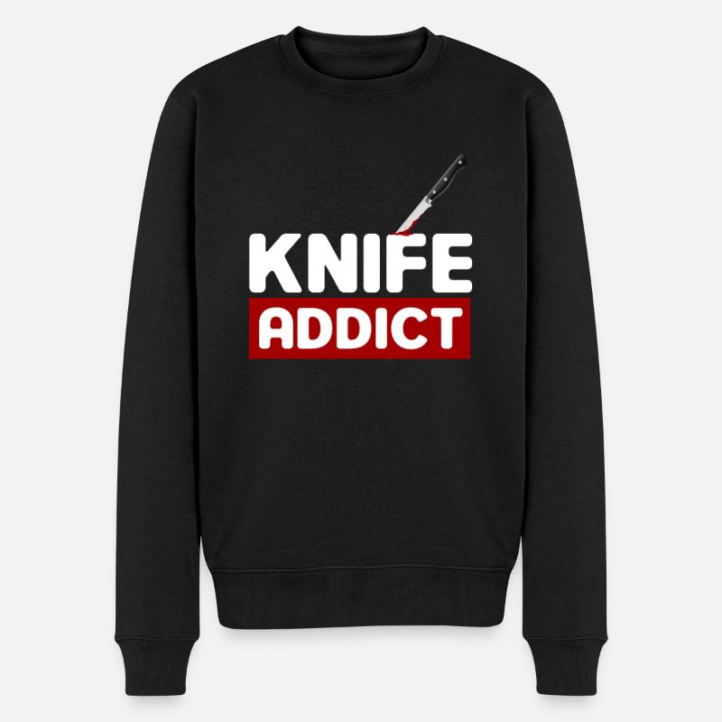 Messer-süchtiger - Männer Premium Bio Pullover - Schwarz