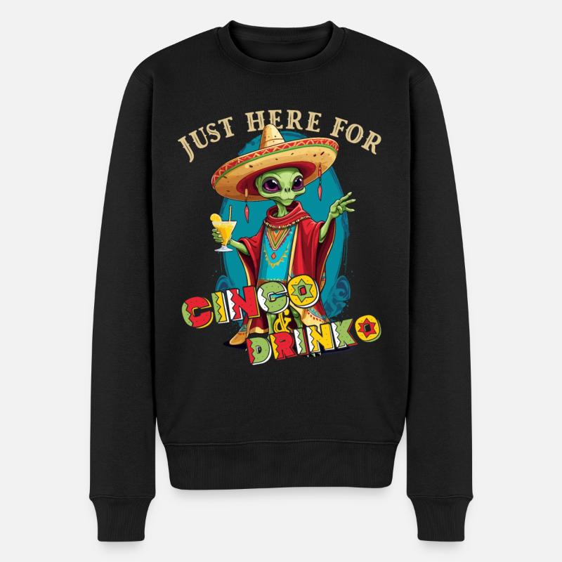 Drôle Fiesta Alien Vacances Mexicaines - Pull Premium bio Homme - noir