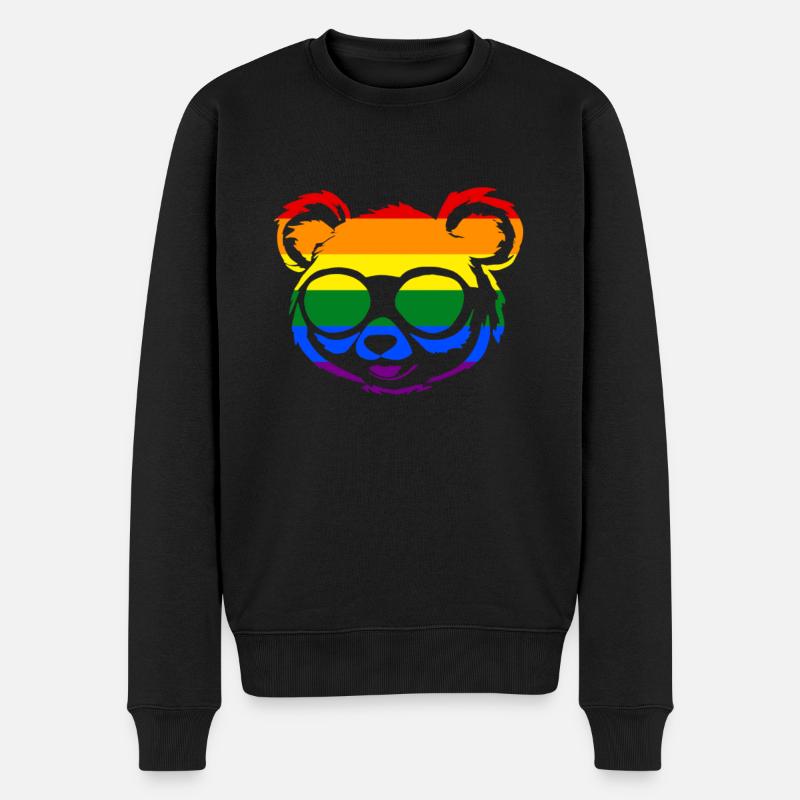 Panda LGBTQ Arc-en-ciel - Pull Premium bio Homme - noir