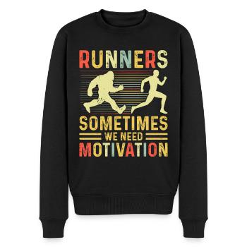 Bergläufer Joggen in den Bergen - Männer Premium Bio Pullover - Schwarz - Vorne - Nico (187cm)