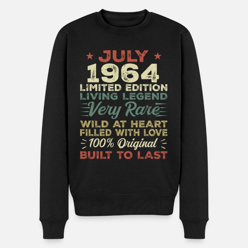 Geschenk Juli 1964 Jubiläum Juli 1964 Geburtstag - Männer Premium Bio Pullover - Schwarz