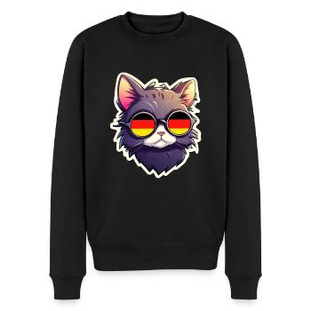 Chat avec des lunettes de soleil Football Allemagne - Pull Premium bio Homme - noir - Devant - Nico (187cm)