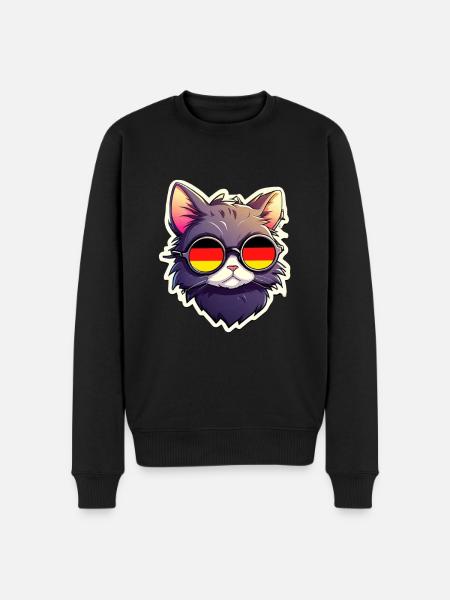 Katze mit Sonnenbrille Fußball Deutschland - Männer Premium Bio Pullover - Schwarz