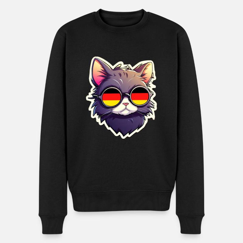 Katze mit Sonnenbrille Fußball Deutschland - Männer Premium Bio Pullover - Schwarz