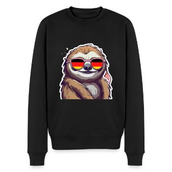 Faultier Sonnenbrille Deutschland Fußball Fan - Männer Premium Bio Pullover - Schwarz - Vorne - Nico (187cm)