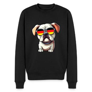 Bulldog with sunglasses Germany Football - Men's Premium Organic Jumper - black - Front - Nico (187cm)