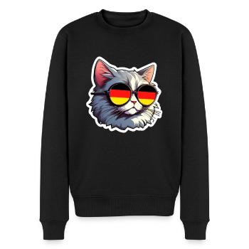 Chat avec des lunettes de soleil Football Allemagne - Pull Premium bio Homme - noir - Devant - Nico (187cm)
