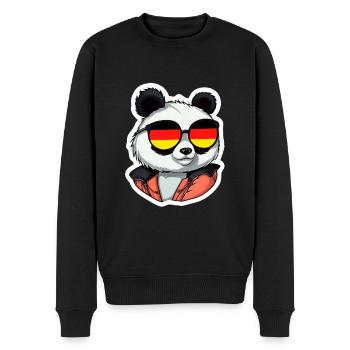Panda mit Sonnenbrille Fußball Deutschland Flagge - Männer Premium Bio Pullover - Schwarz - Vorne - Nico (187cm)