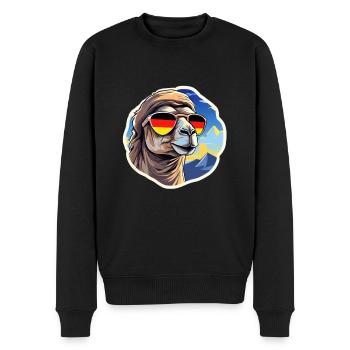 Deutschland Kamel mit Sonnenbrille - Männer Premium Bio Pullover - Schwarz - Vorne - Nico (187cm)