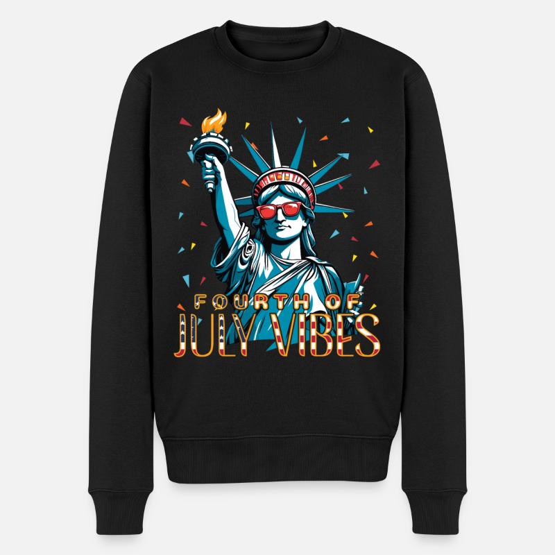 4.-juli-vibes, Freiheitsstatue Feiern - Männer Premium Bio Pullover - Schwarz